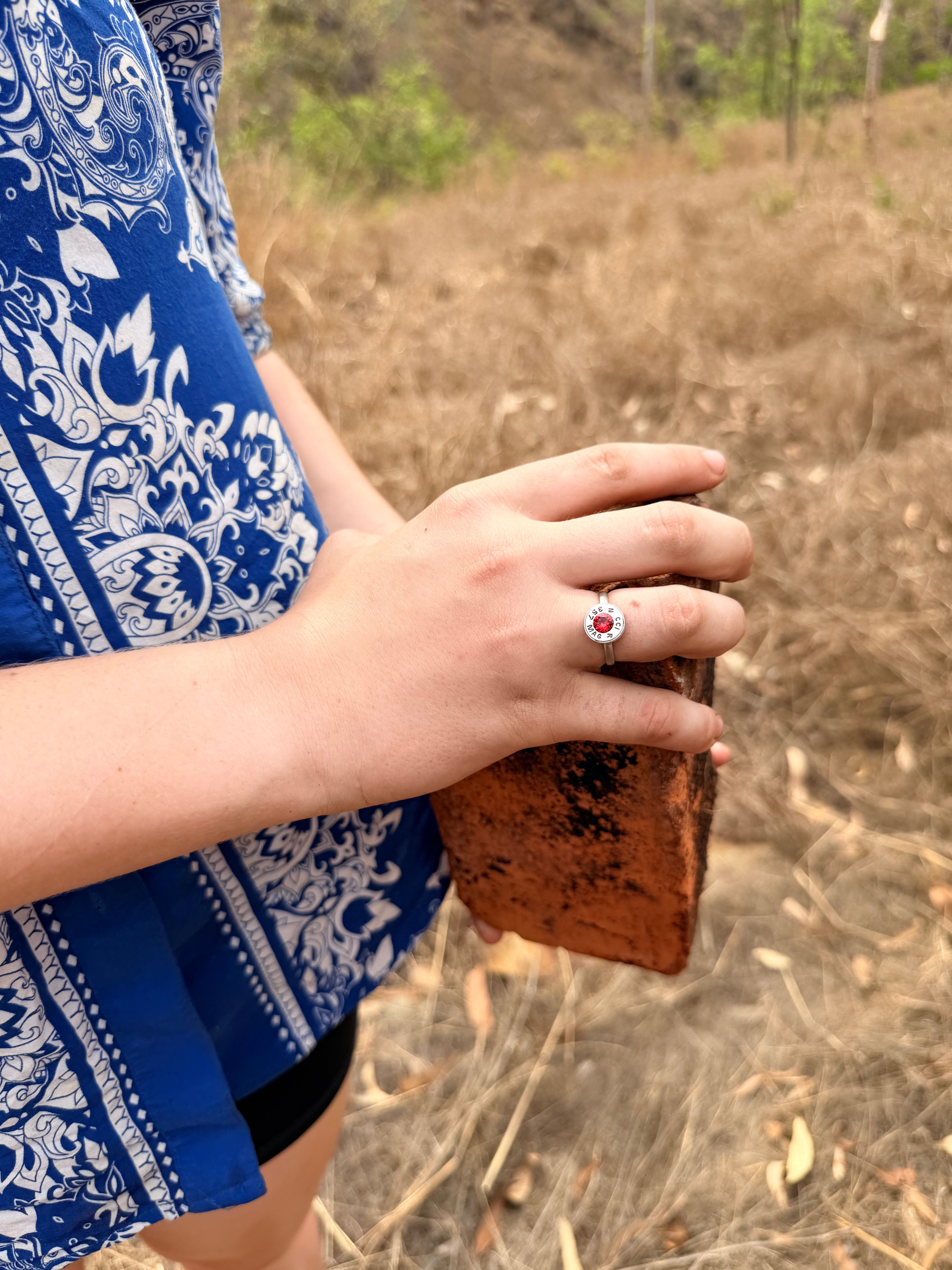 Nickel Ruby Red Ring - .357 Casing