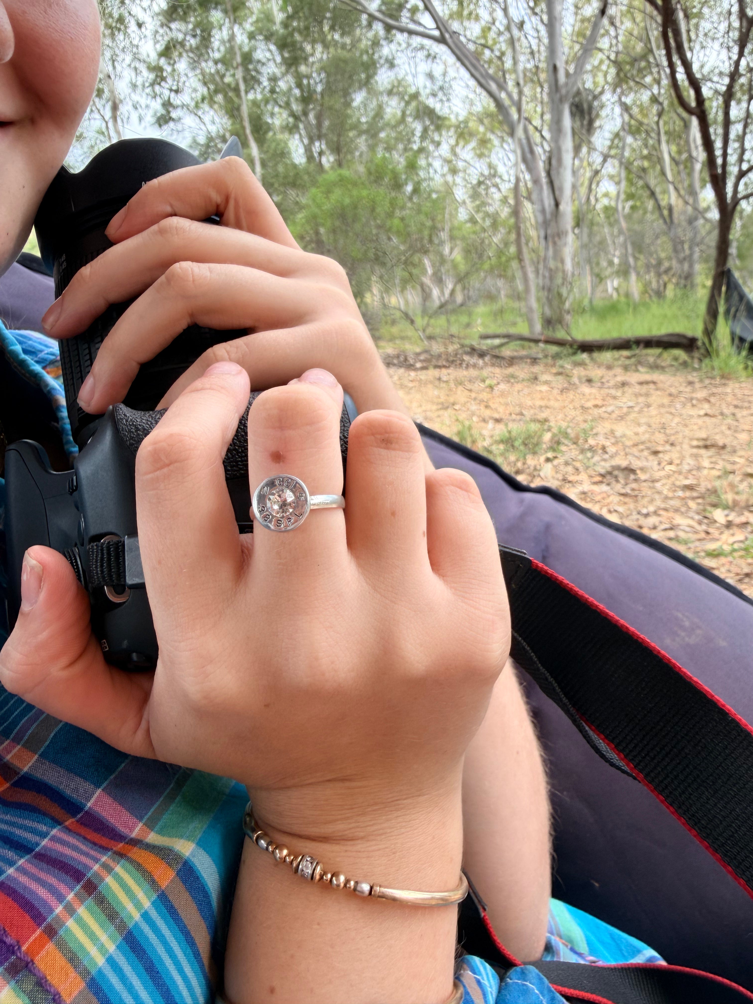 Nickel Ruby Red Ring - .357 Casing