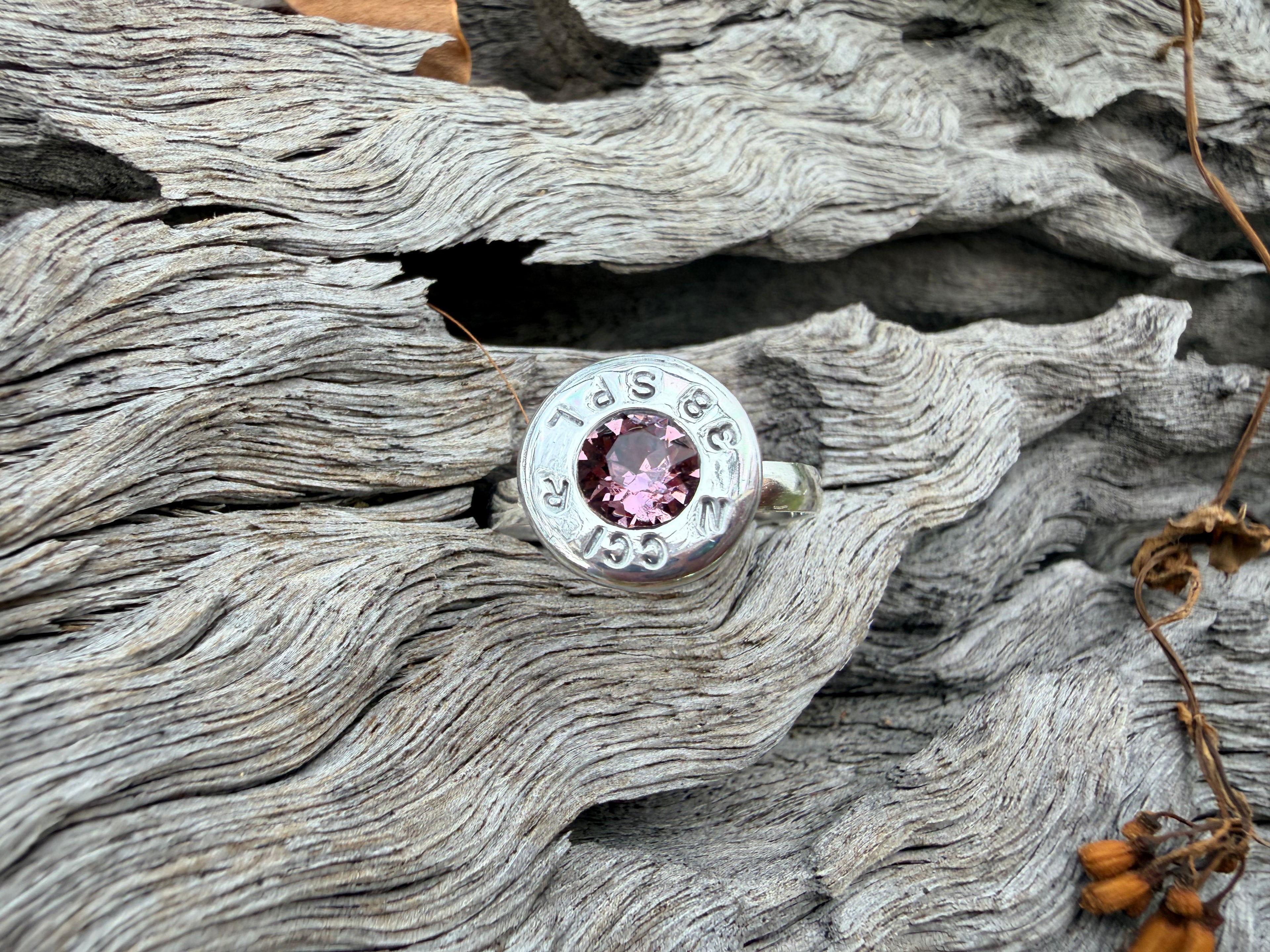 Nickel Ruby Red Ring - .357 Casing