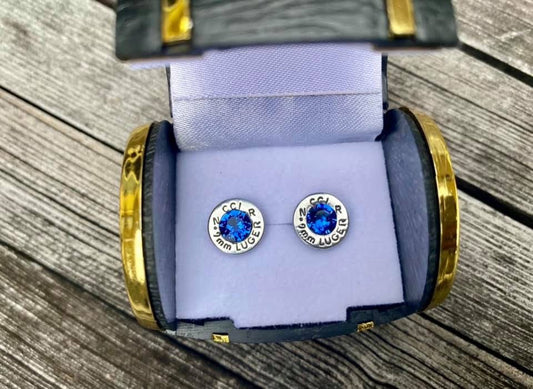 Nickel Silver Recreated Dark Sapphire Stud
