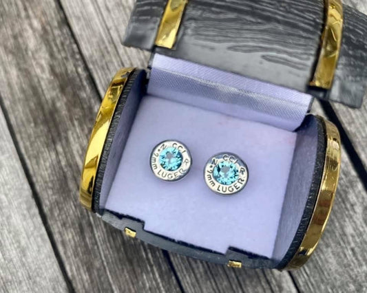 Nickel Silver Aquamarine Studs
