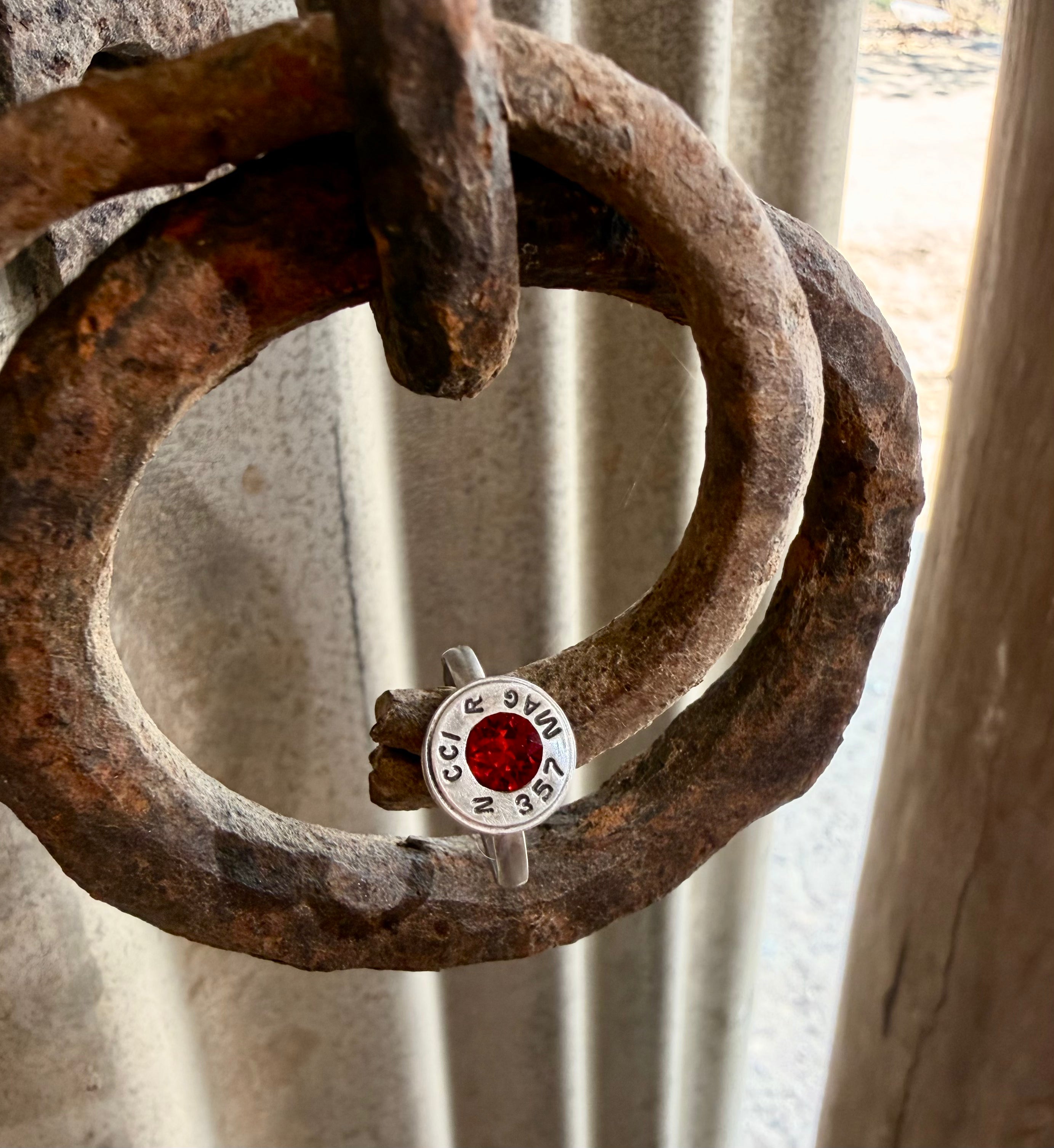 Nickel Ruby Red Ring - .357 Casing